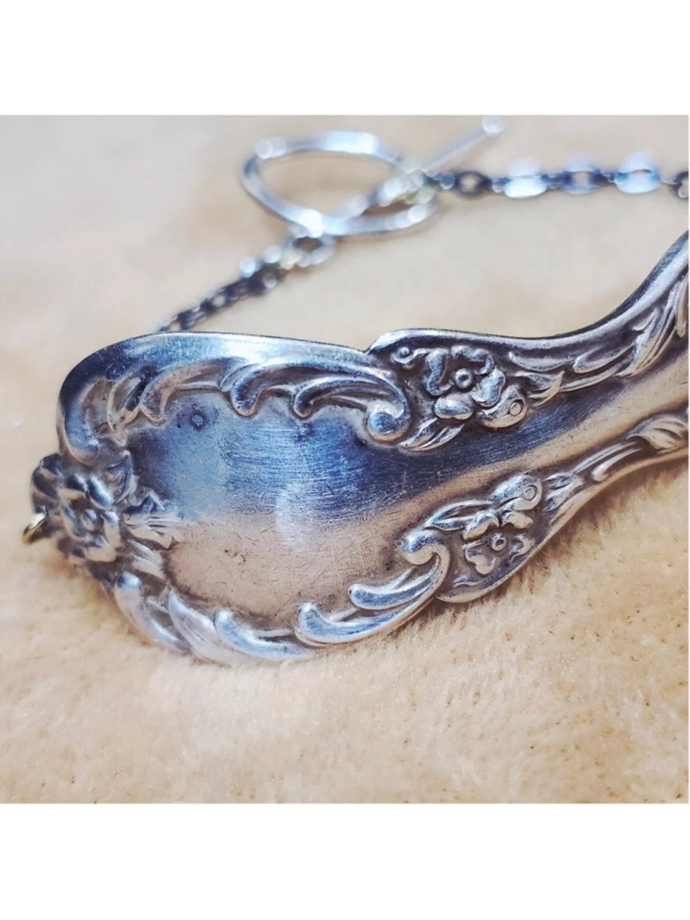 Big bold floral Handmade silver Plated silverware Bracelet